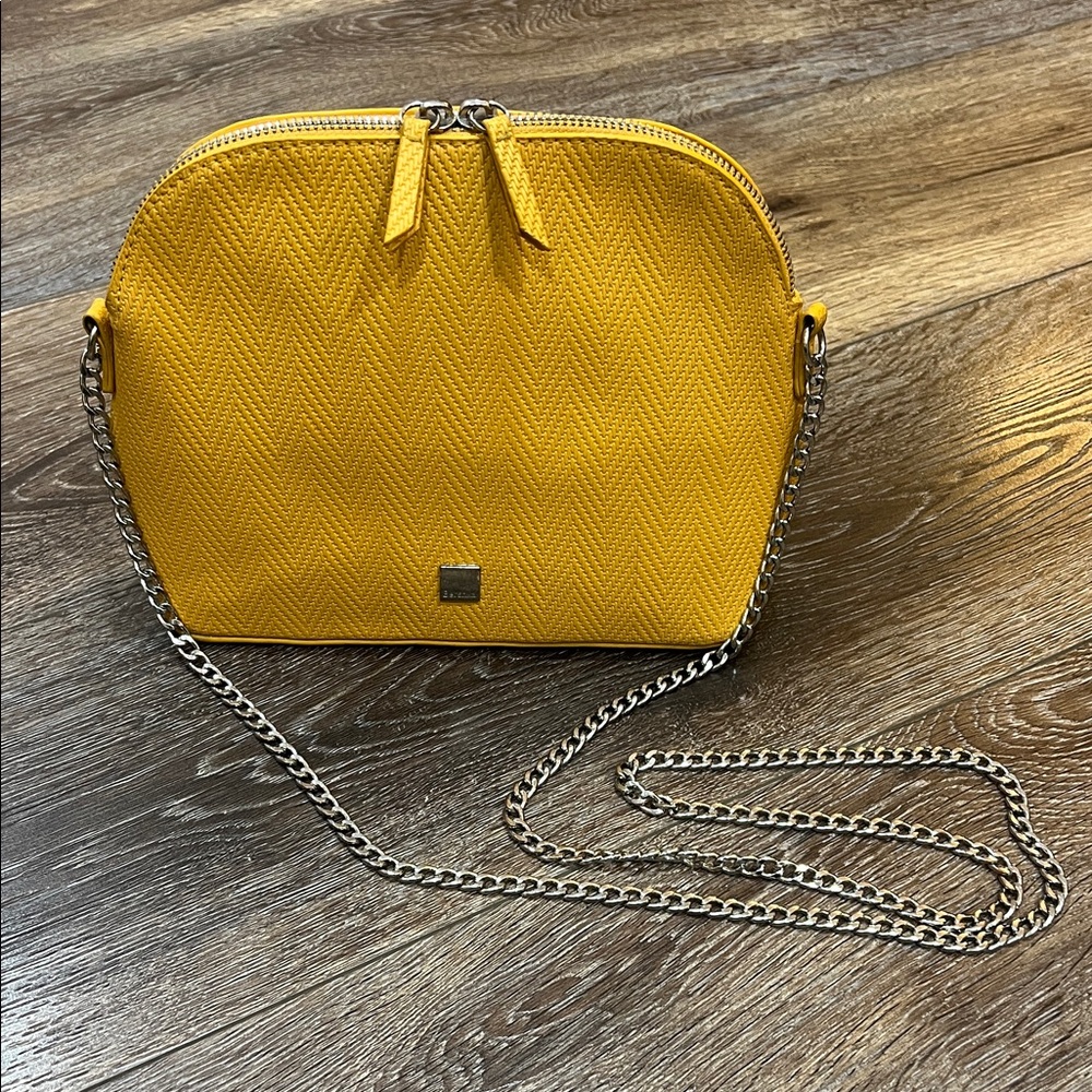 BERSHKA Accessories Yellow Crossbody Bag W/ Metal Chain 💛
